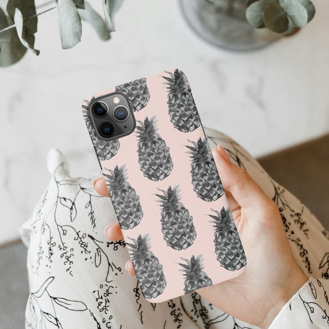 Tropical Grey & Pink Pineapple Seamless Pattern iPhone Case (Creator Uploaded)