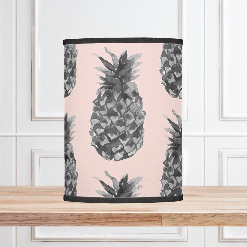 Tropical Grey  Pink Pineapple Seamless Pattern Lamp Shade