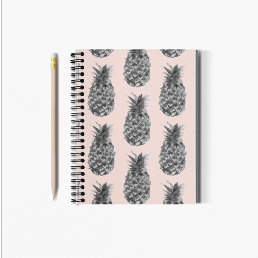 Tropical Grey &amp; Pink Pineapple Seamless Pattern Notebook