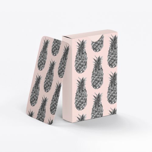 Tropical Grey  Pink Pineapple Seamless Pattern Playing Cards