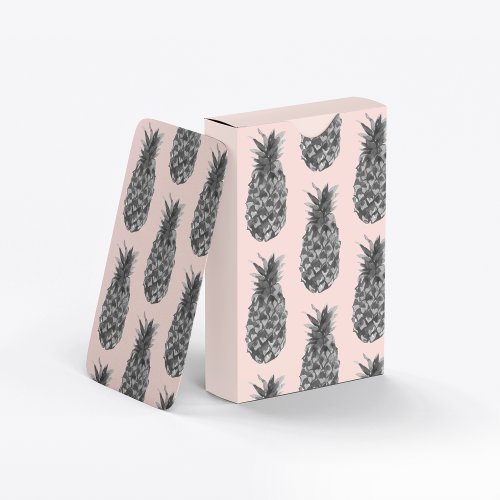 Tropical Grey  Pink Pineapple Seamless Pattern Poker Cards