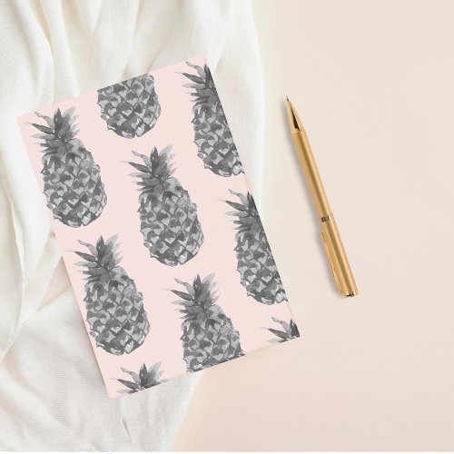 Tropical Grey  Pink Pineapple Seamless Pattern Post_it Notes
