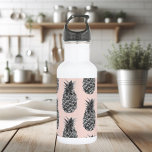 Tropical Grey & Pink Pineapple Seamless Pattern Stainless Steel Water Bottle<br><div class="desc">Tropical Grey & Pink Pineapple Seamless Pattern</div>