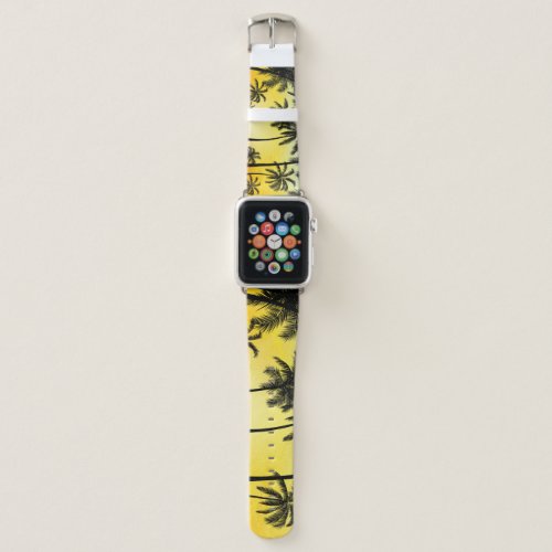 Tropical Grunge Palm Sunset Card Apple Watch Band
