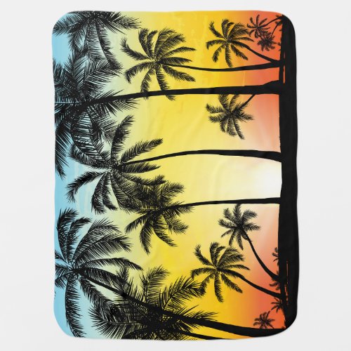 Tropical Grunge Palm Sunset Card Baby Blanket