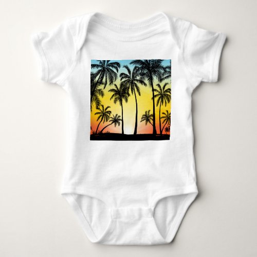 Tropical Grunge Palm Sunset Card Baby Bodysuit