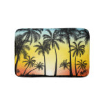 Tropical Grunge: Palm Sunset Card Bath Mat