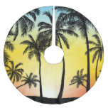 Tropical Grunge: Palm Sunset Card Brushed Polyester Tree Skirt