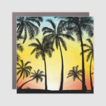 Tropical Grunge: Palm Sunset Card Car Magnet