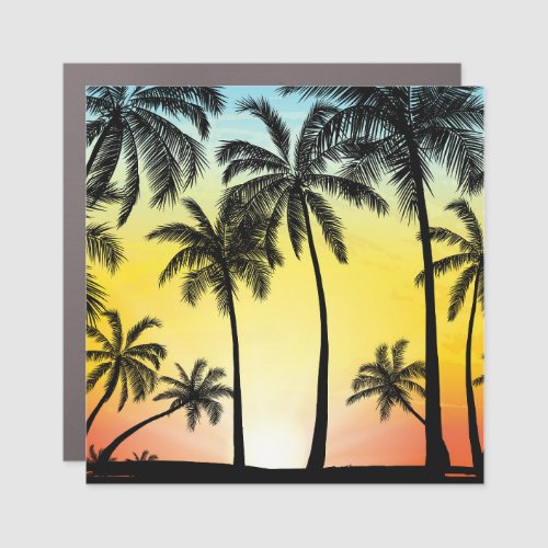 Tropical Grunge Palm Sunset Card Car Magnet