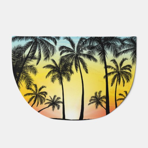 Tropical Grunge Palm Sunset Card Doormat
