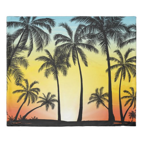Tropical Grunge Palm Sunset Card Duvet Cover