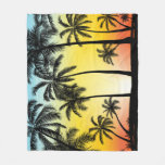 Tropical Grunge: Palm Sunset Card Fleece Blanket