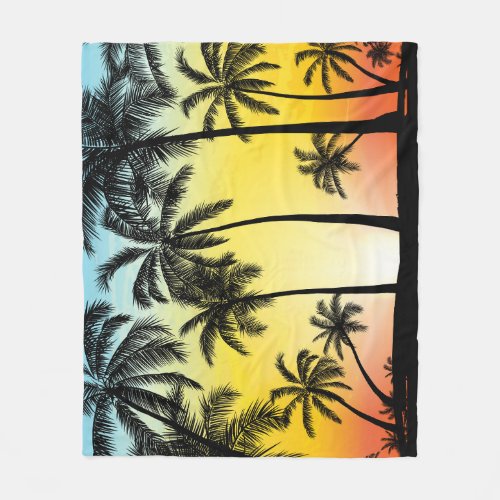 Tropical Grunge Palm Sunset Card Fleece Blanket