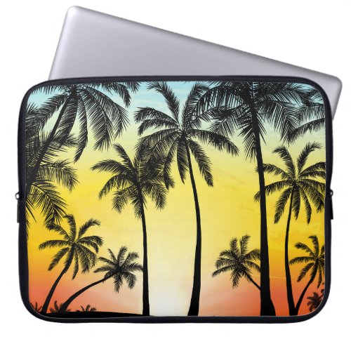 Tropical Grunge Palm Sunset Card Laptop Sleeve