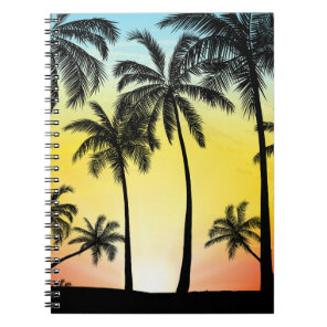 Tropical Grunge: Palm Sunset Card Notebook