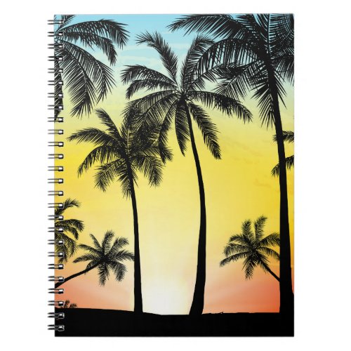 Tropical Grunge Palm Sunset Card Notebook