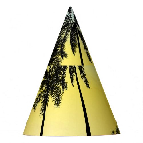 Tropical Grunge Palm Sunset Card Party Hat