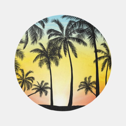 Tropical Grunge Palm Sunset Card Rug