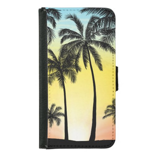 Tropical Grunge Palm Sunset Card Samsung Galaxy S5 Wallet Case