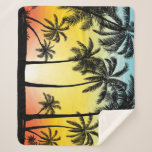 Tropical Grunge: Palm Sunset Card Sherpa Blanket