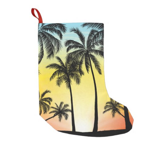 Tropical Grunge Palm Sunset Card Small Christmas Stocking