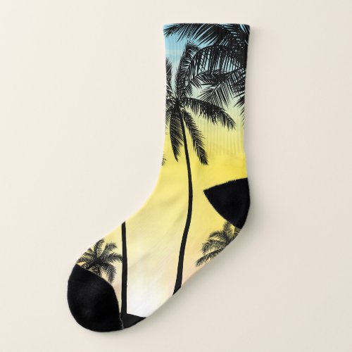 Tropical Grunge Palm Sunset Card Socks