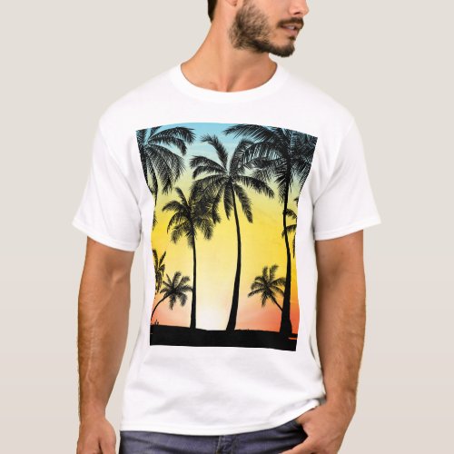 Tropical Grunge Palm Sunset Card T_Shirt