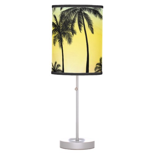 Tropical Grunge Palm Sunset Card Table Lamp