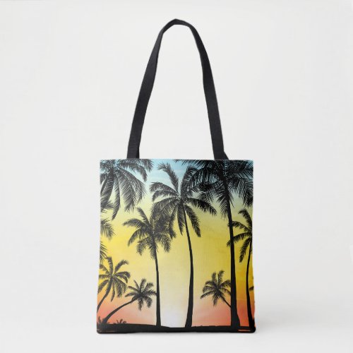 Tropical Grunge Palm Sunset Card Tote Bag