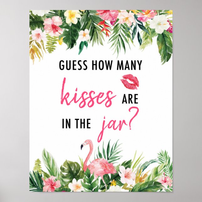 Tropical Guess How Many Kisses Game Sign (Front)