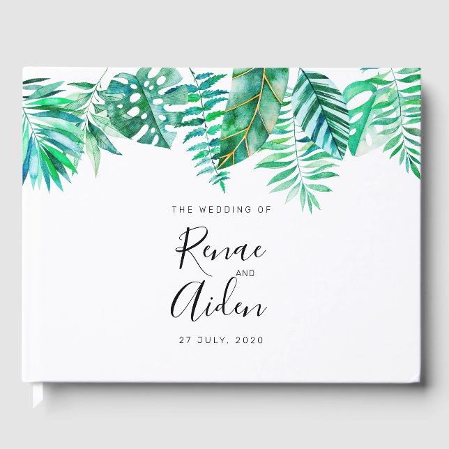 Tropical guest book, tropical wedding guest book (Front)