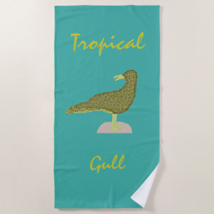 Tropical Gull-Brown Beach Towel