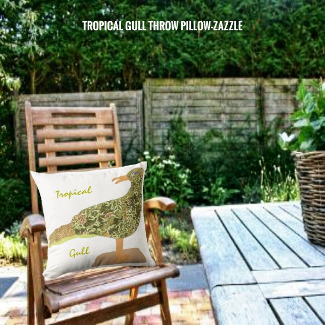 Tropical Gull Throw Pillow (Creator Uploaded)