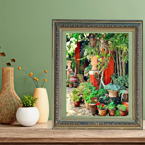 Tropical Hacienda Flowers Mexican Garden  Poster