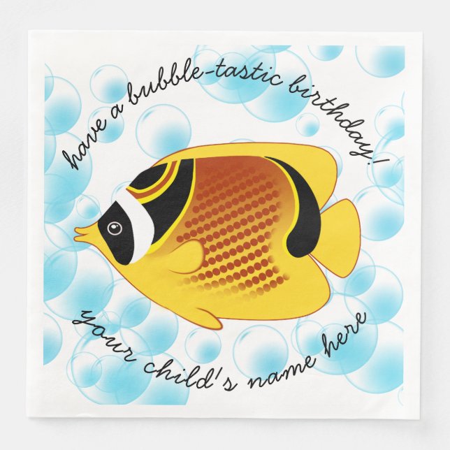 Tropical Halfmoon Butterflyfish Exotic Sealife Paper Dinner Napkins (Front)