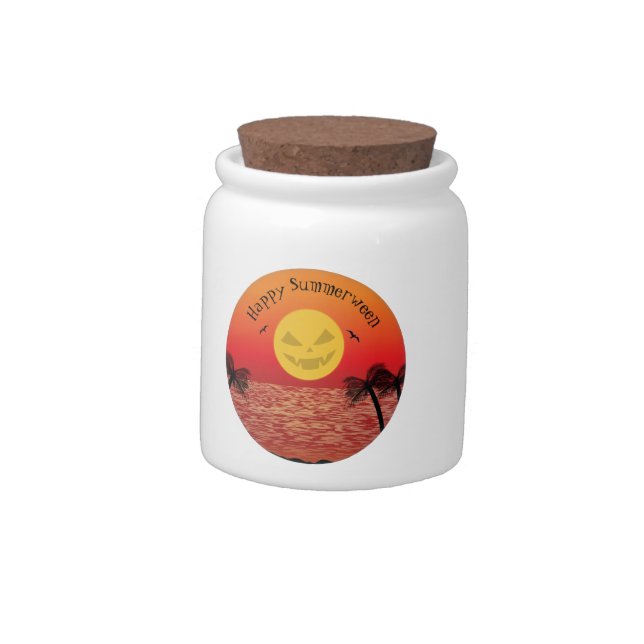 Tropical Halloween Candy Jar (Left)