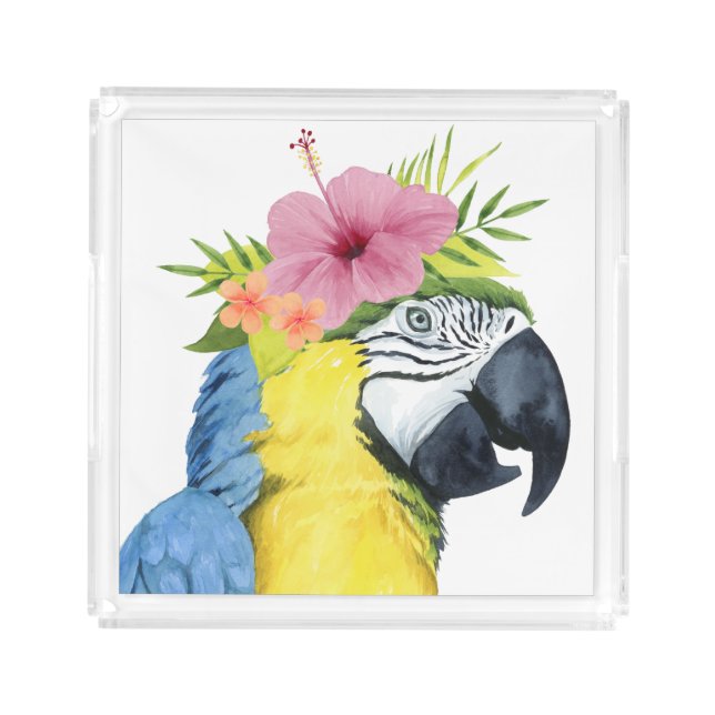 Tropical Halo - Parrot Acrylic Tray (Front)