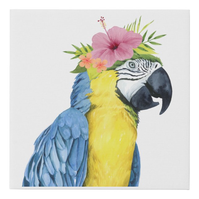 Tropical Halo - Parrot Faux Canvas Print (Front)
