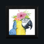 Tropical Halo - Parrot Gift Box<br><div class="desc">"Tropical Halo II" by Grace Popp. Features a Macaw bird wearing a hibiscus flower.</div>