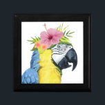 Tropical Halo - Parrot Gift Box<br><div class="desc">"Tropical Halo II" by Grace Popp. Features a Macaw bird wearing a hibiscus flower.</div>