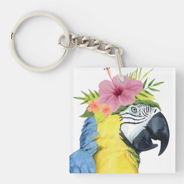 Tropical Halo - Parrot Keychain (Front)