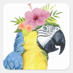 Tropical Halo - Parrot Square Sticker