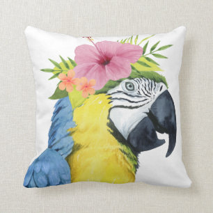 Tropical Halo - Parrot Throw Pillow