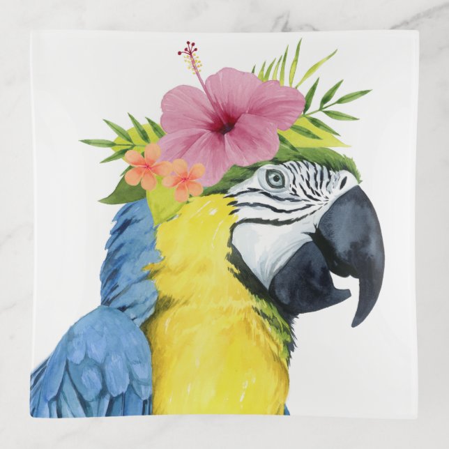 Tropical Halo - Parrot Trinket Tray (Front)