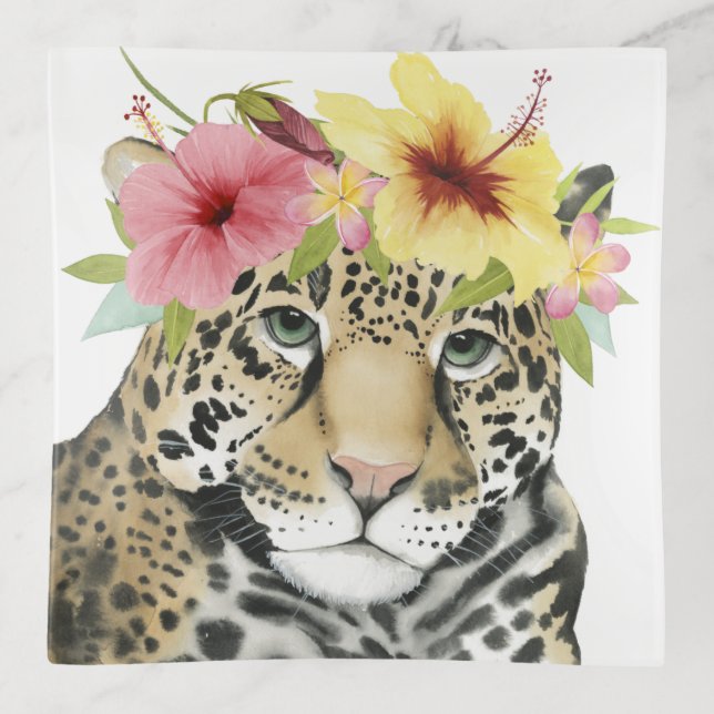 Tropical Halo | Sweet Cheetah Trinket Tray (Front)