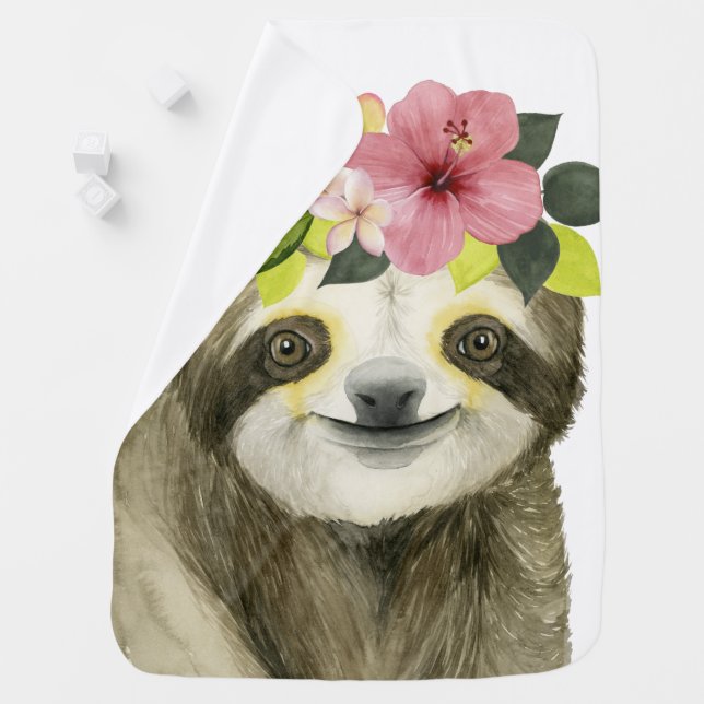 Tropical Halo | Sweet Sloth Baby Blanket (In Situ)