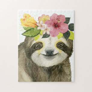 Tropical Halo   Sweet Sloth Jigsaw Puzzle