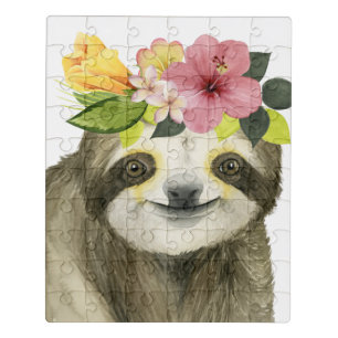Tropical Halo   Sweet Sloth Jigsaw Puzzle