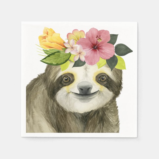 Tropical Halo | Sweet Sloth Napkins (Front)